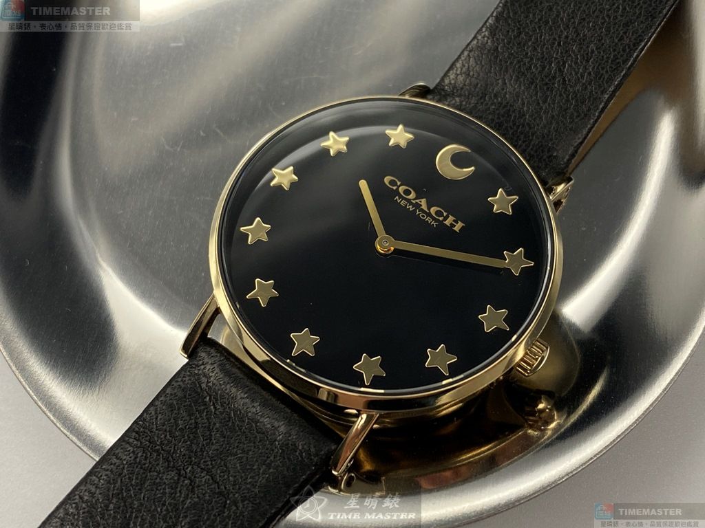 [星晴錶業]COACH手錶,36mm,CH00006黑色錶面金色錶殼深黑色真皮皮革錶帶款, , large