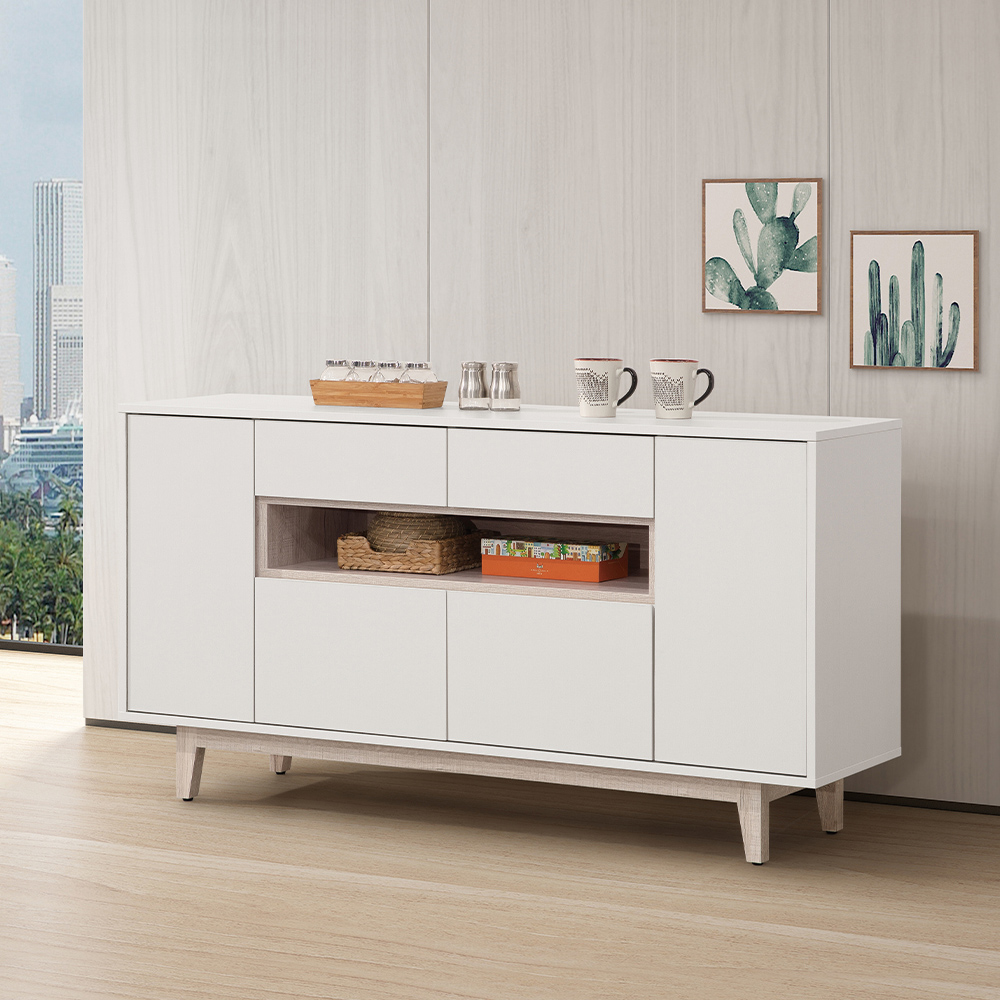 【唯熙傢俱】紀薇橡木雙色5尺餐櫃, , large