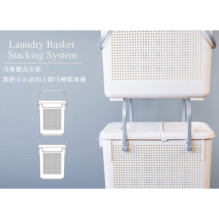 日本Like-it｜可堆疊含蓋多功能收納洗衣籃(單入), , large