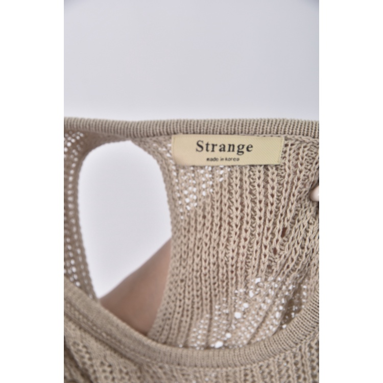 (S) strange質感圓領杏色長袖上衣二手衣, , large