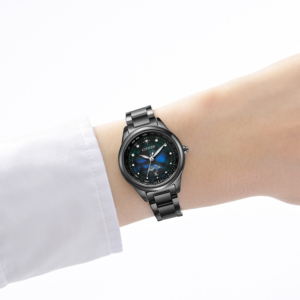 CITIZEN 星辰 100週年限量宇宙幻彩 xC 鈦金屬光動能電波女錶 EE1008-56E, , large