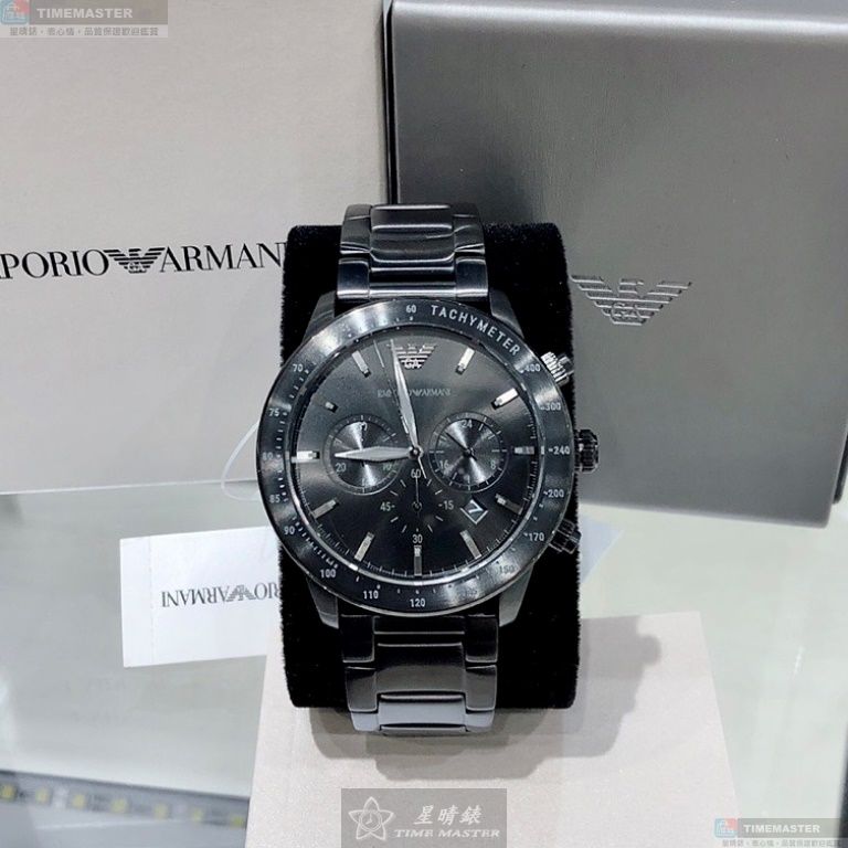 [星晴錶業]ARMANI手錶,44mm,AR00040黑色錶面黑錶殼深黑色精鋼錶帶款, , large
