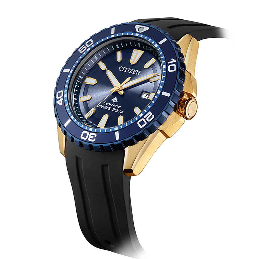 CITIZEN 星辰 PROMASTER MARINE 光動能200米潛水錶-黑x藍 BN0196-01L, , large