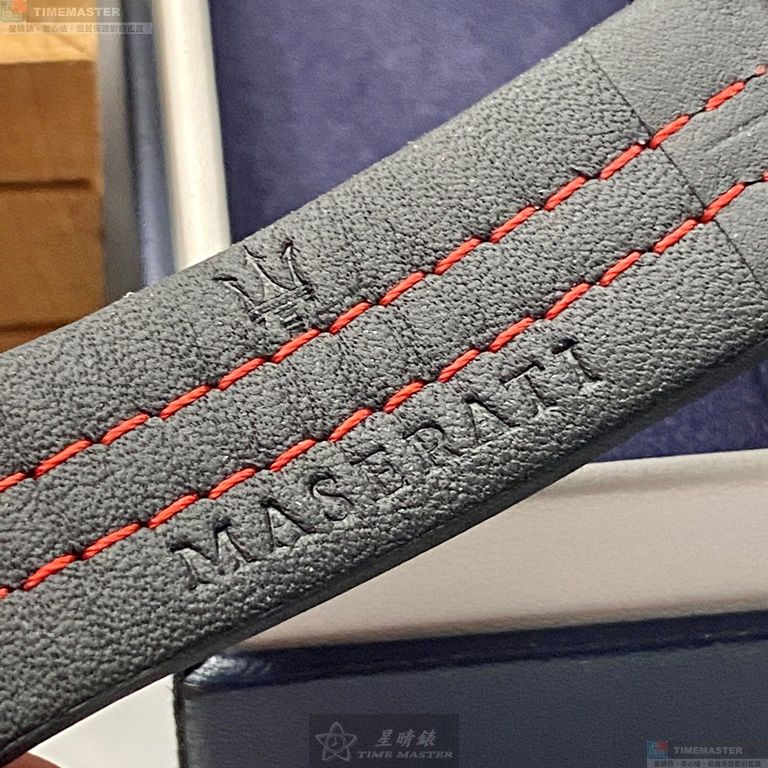 [星晴錶業]MASERATI手錶,46mm,R8871612023黑色錶面黑錶殼黑紅色真皮皮革錶帶款, , large