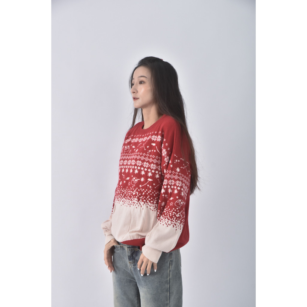 (M) scolar圖紋紅色長袖上衣二手衣, , large