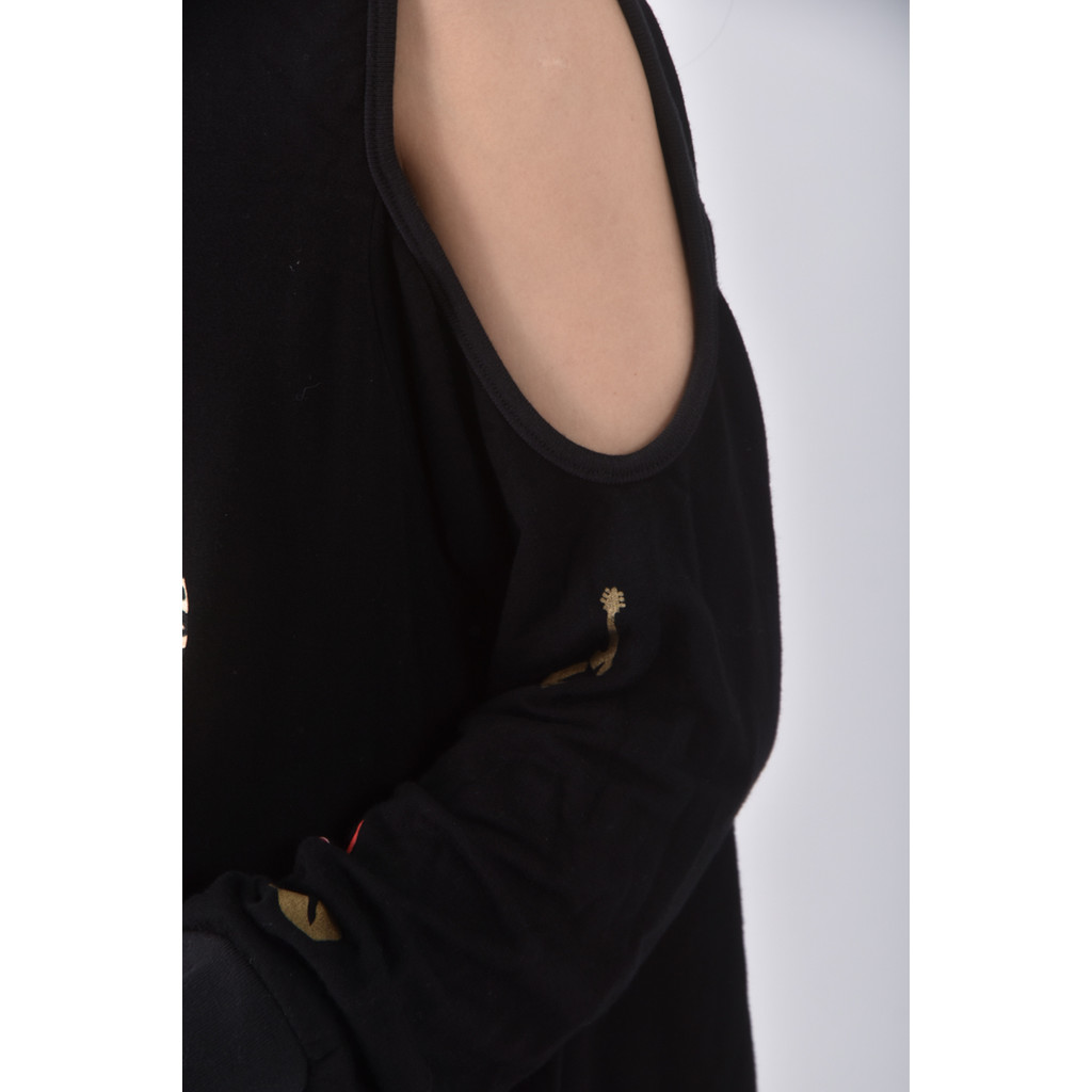 (M) lauren moshi棉質露肩黑色長袖上衣二手衣, , large