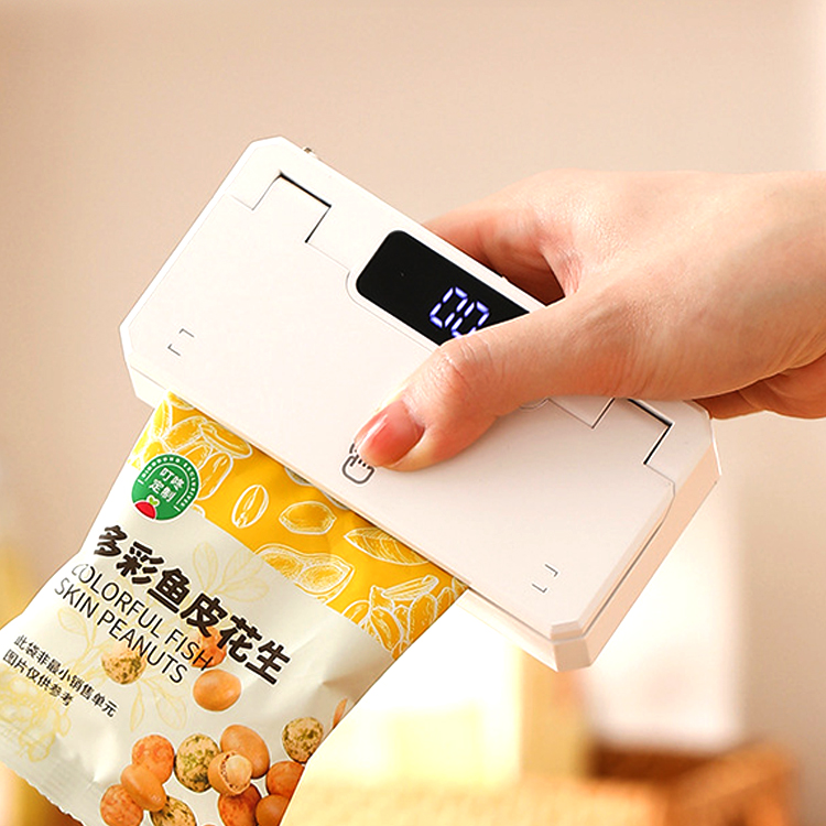 迷你手壓封口機【黑白2色】 封口11cm 迷你封口機 手壓熱封機 5檔可調 迷你熱封機 內藏開封刀 塑封機 封口機 封口器, , large