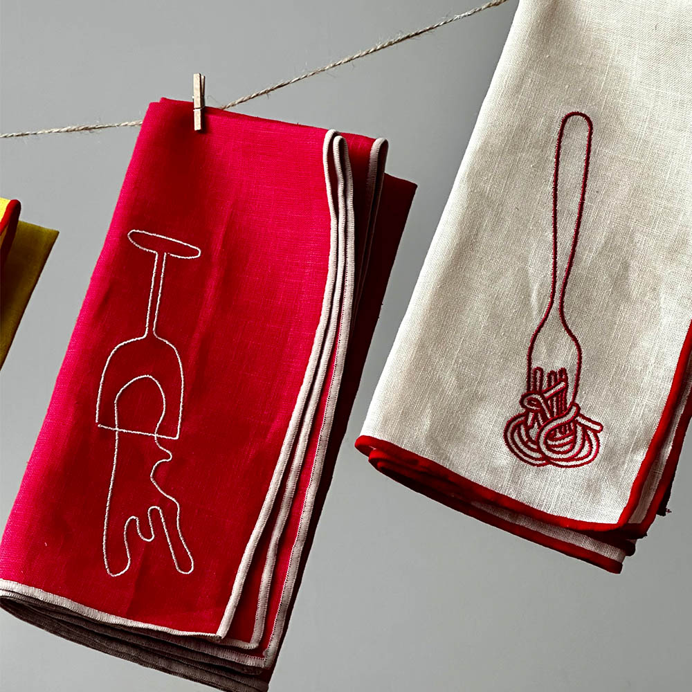 Embroidered Napkins-Wine, , large