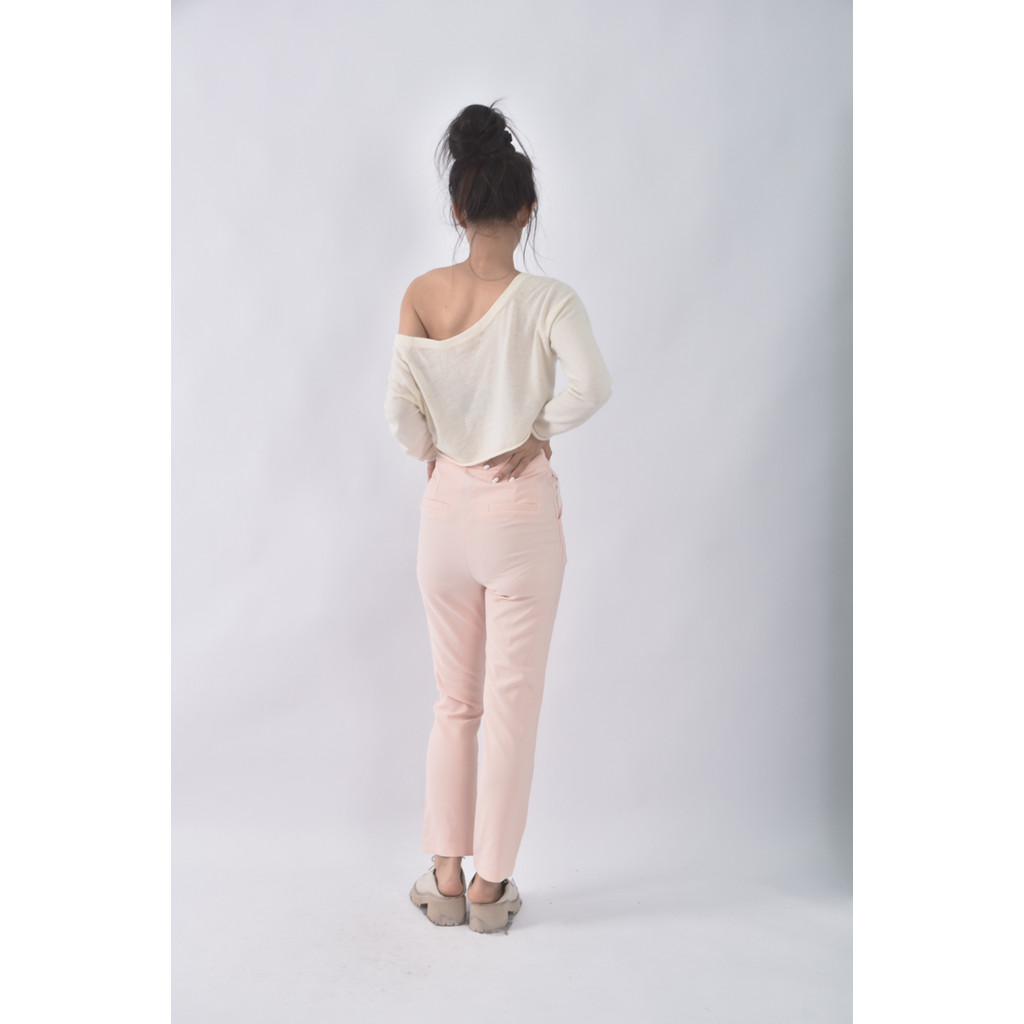 (S) style by zone高腰西裝直筒粉色長褲二手衣, , large