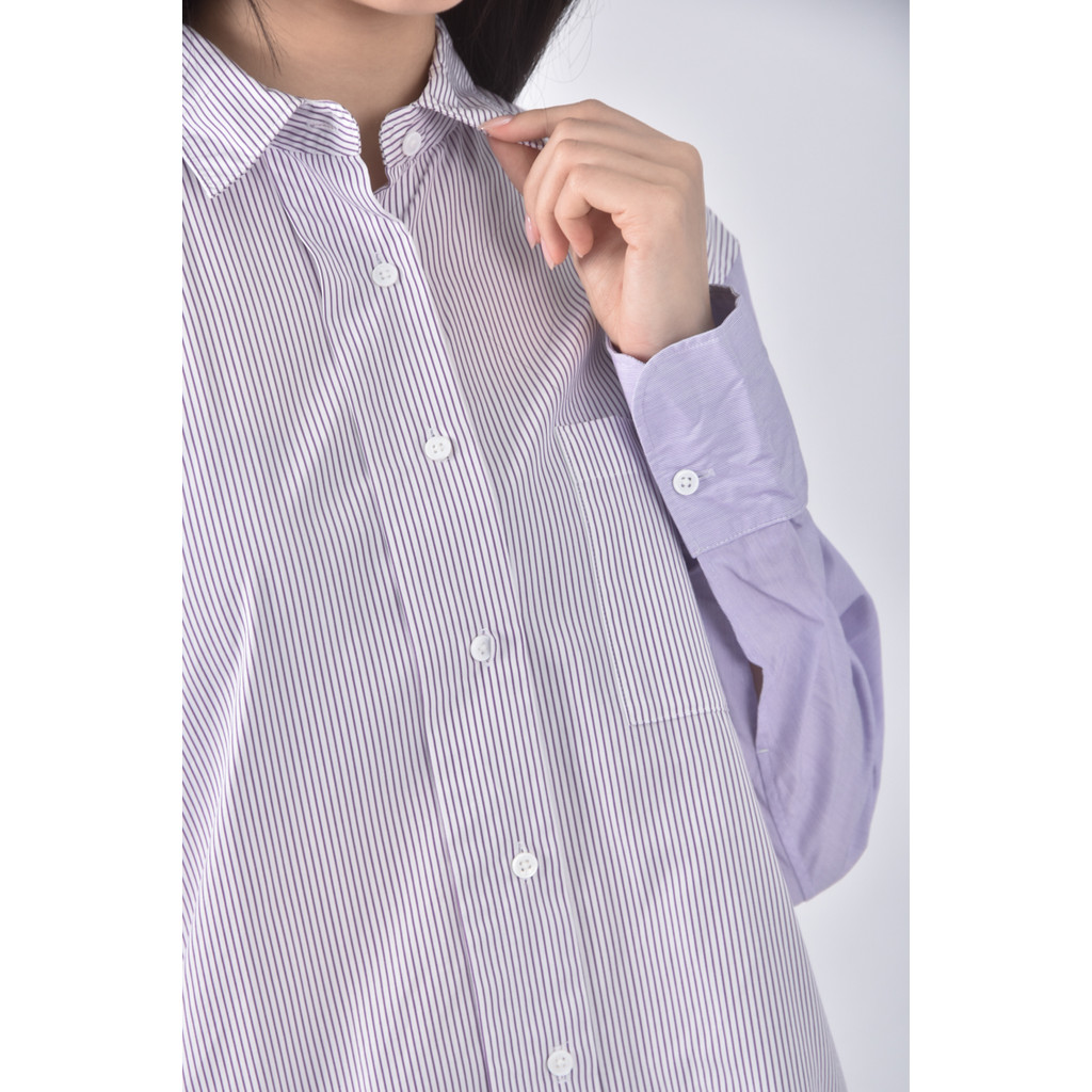 (S) uniqlo棉質純棉紫色襯衫上衣二手衣, , large