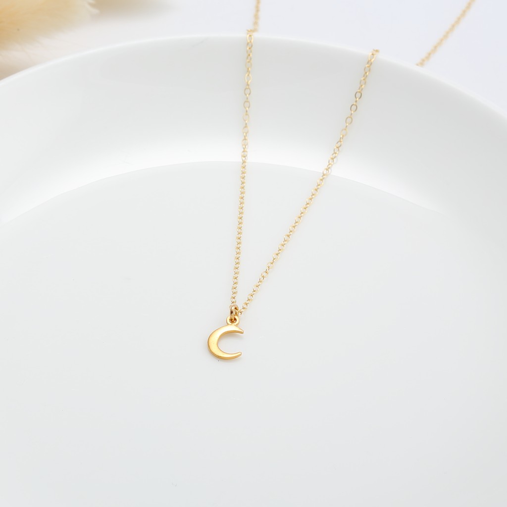 【Angel & Me】Mini Moon s925 sterling silver 24k gold-plated necklace gift, , large