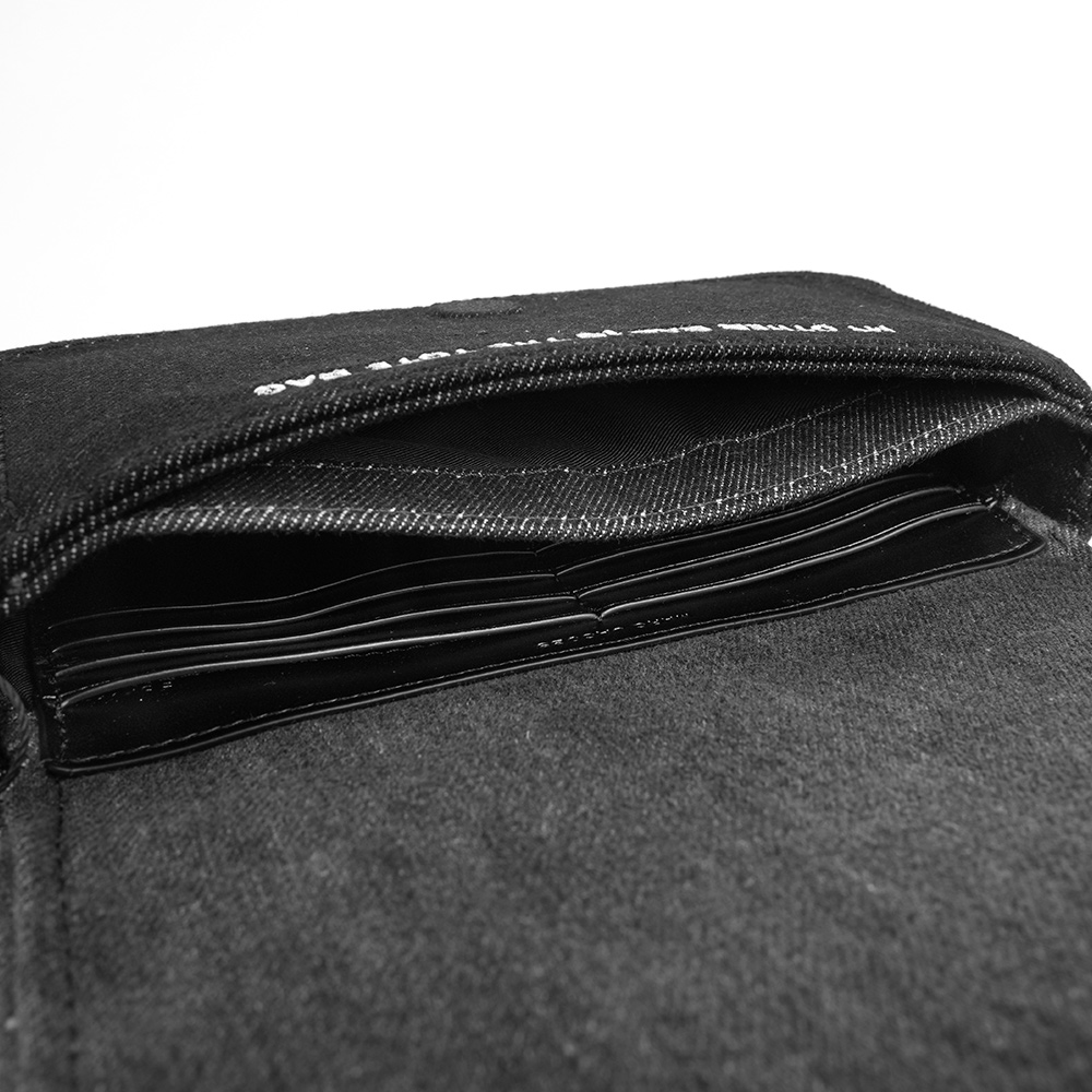 MARC  JACOBS The Denim 棉質牛仔迷你翻蓋包(黑色), , large