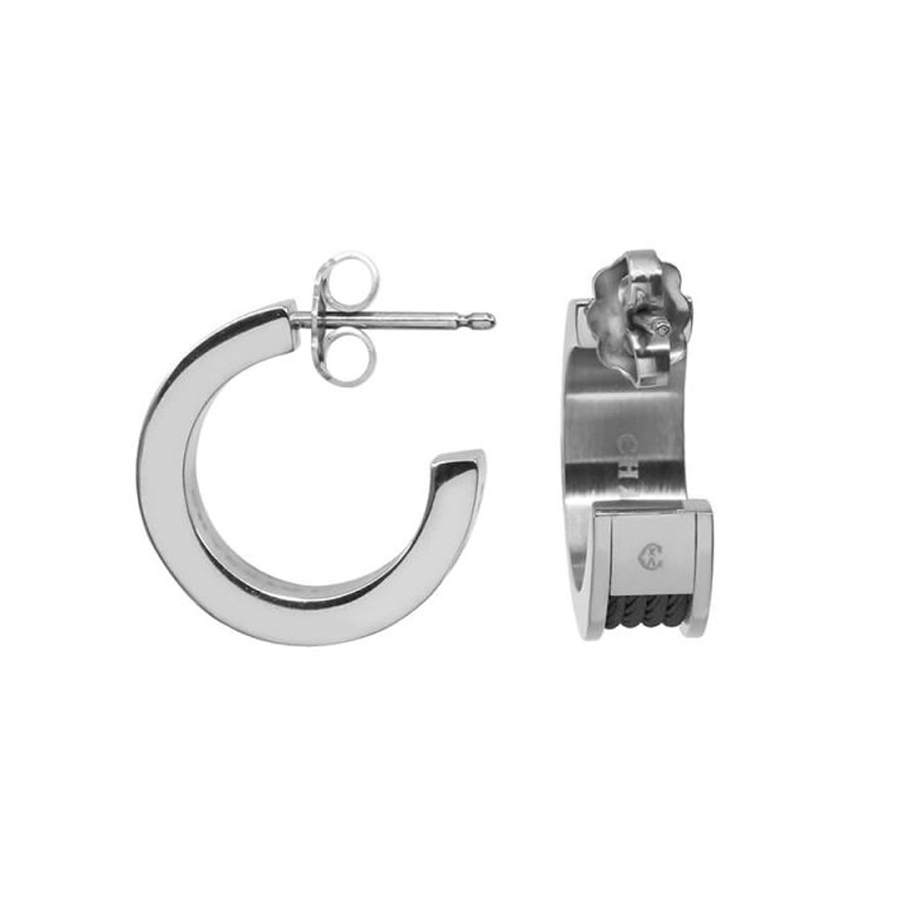 CHARRIOL 夏利豪 FOREVER SLIM SVART 鋼索耳環 送禮推薦 03-03-1139-0, , large