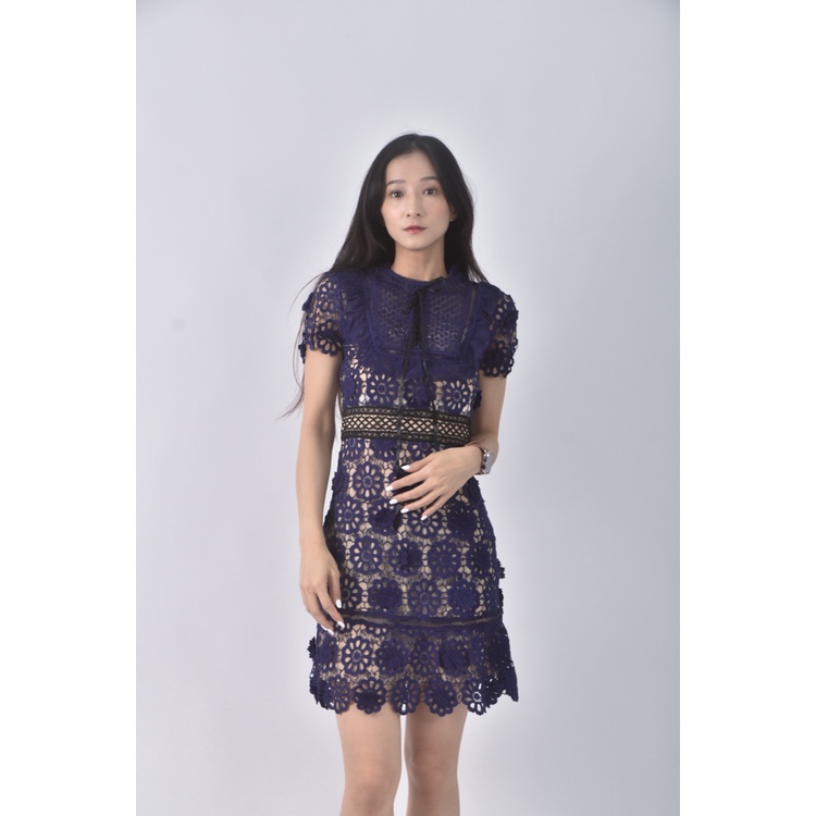 (S) self portrait質感棉質純棉無袖藍色洋裝二手衣, , large