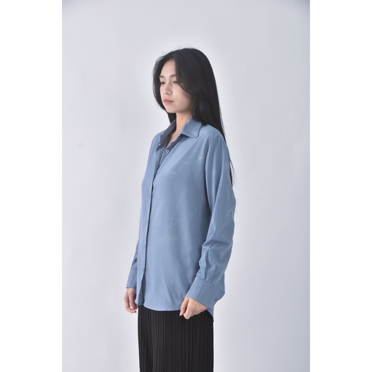 (S) a moo質感藍色襯衫上衣二手衣, , large