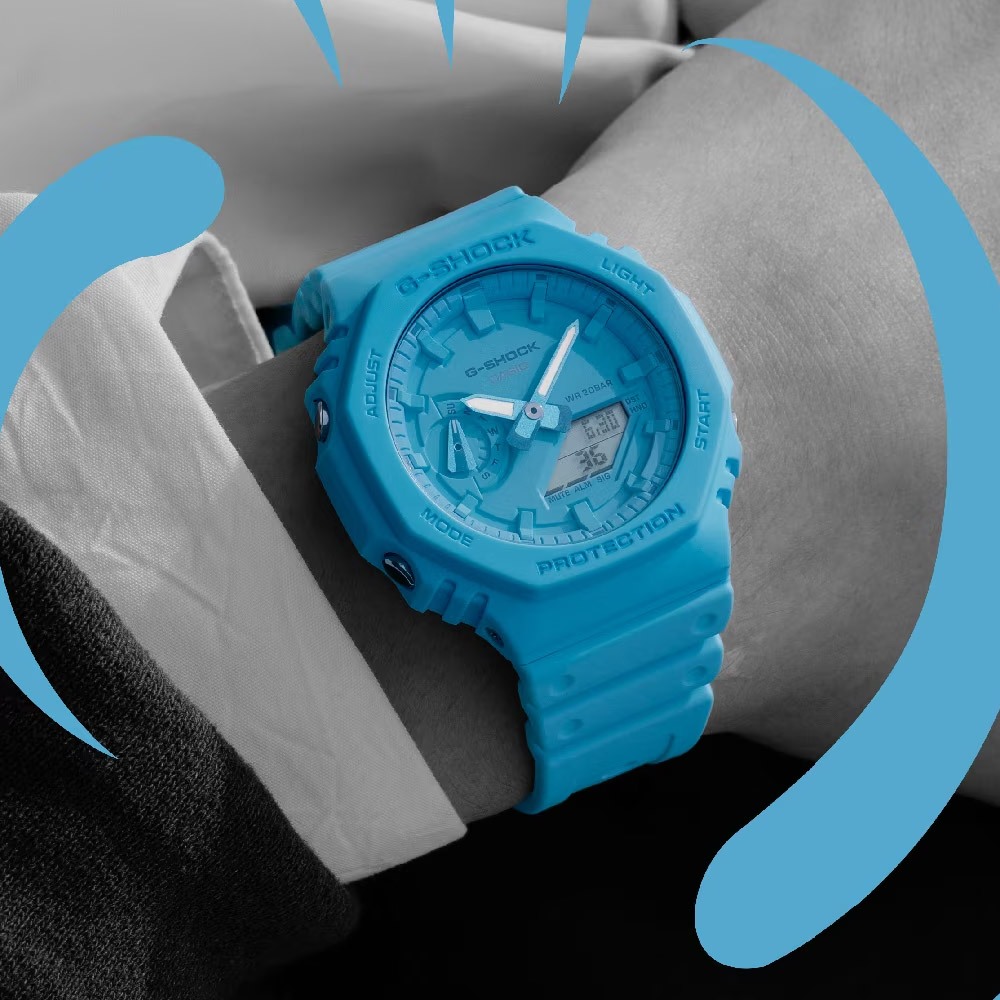 CASIO 卡西歐 G-SHOCK 單色美學 八角 雙顯手錶 GA-2100-2A2, , large