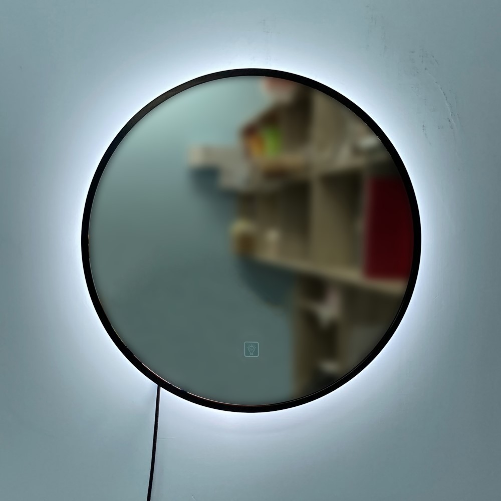 【H&R安室家】 50cm軒尼詩 智能LED發光觸控圓型燈鏡(掛鏡/浴鏡/化妝鏡/鏡子) ZA0203, , large