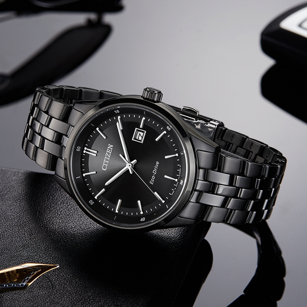 CITIZEN 星辰 光動能城市手錶-黑 BM7565-80E, , large