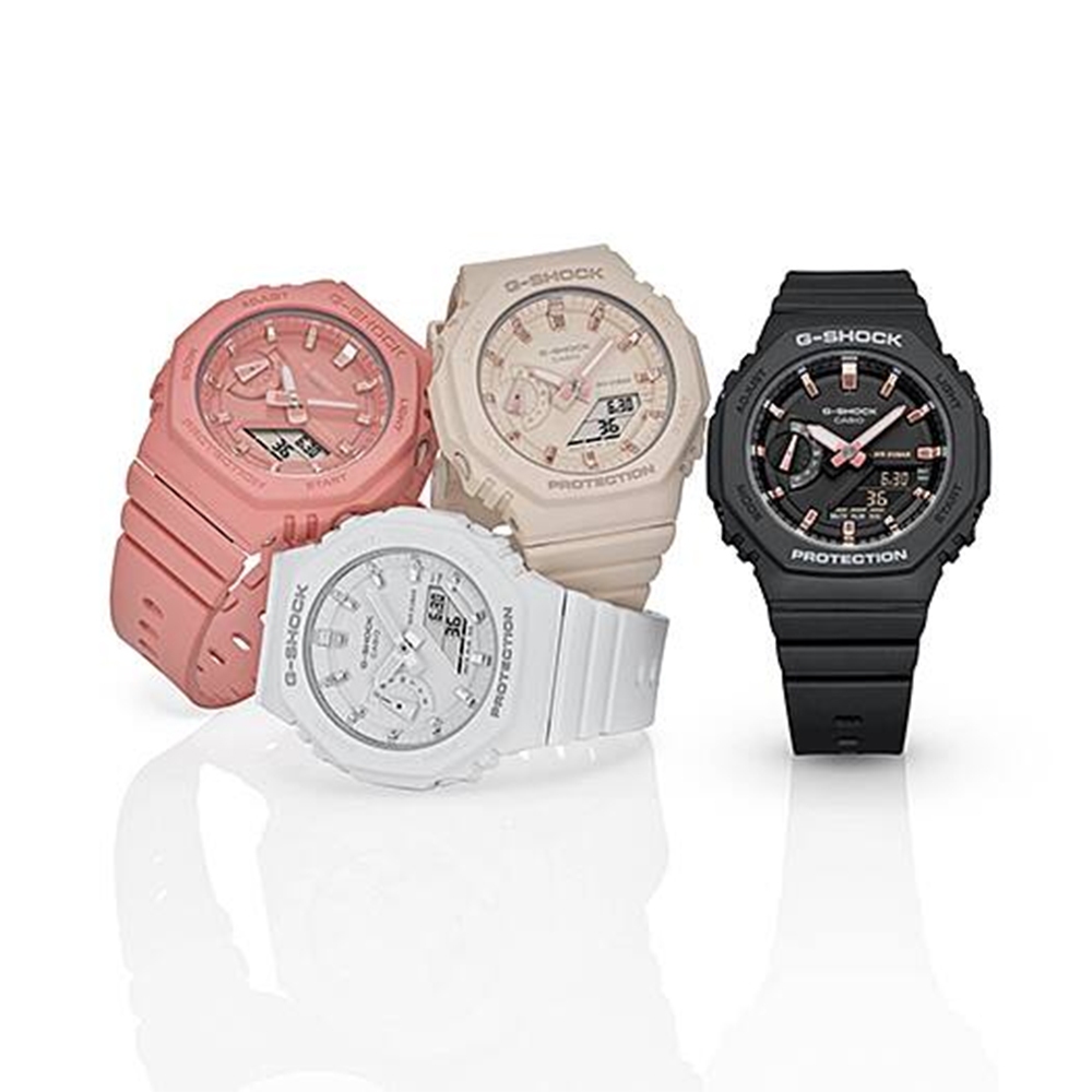 CASIO 卡西歐 G-SHOCK 奶茶色八角雙顯手錶 女錶 GMA-S2100-4A, , large