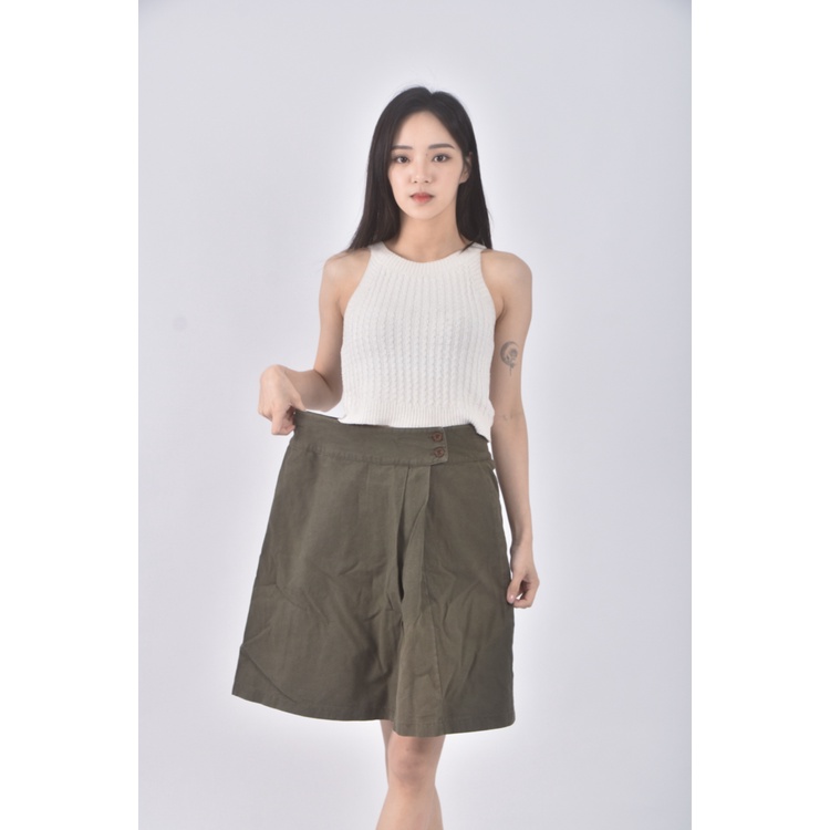 (L) dailo質感棉質綠色短裙二手衣, , large
