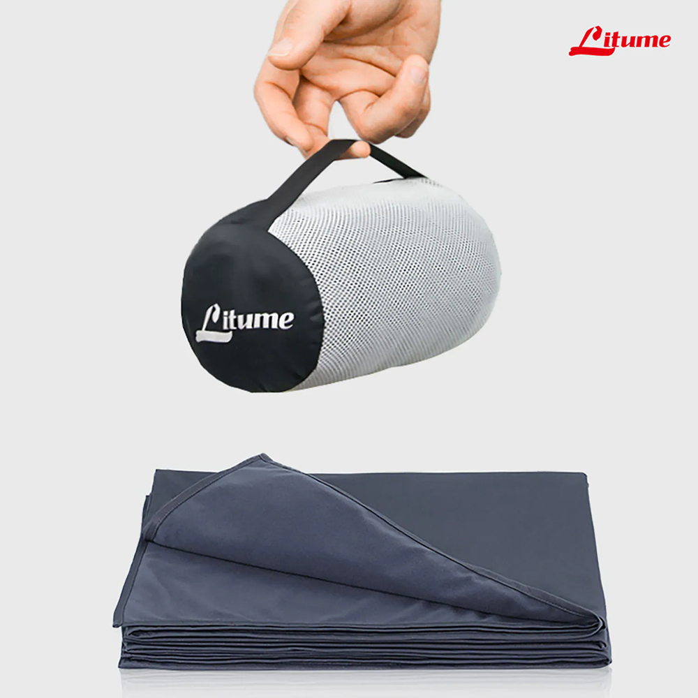 Litume E650 天鵝絨旅行毛毯 深藍灰, , large