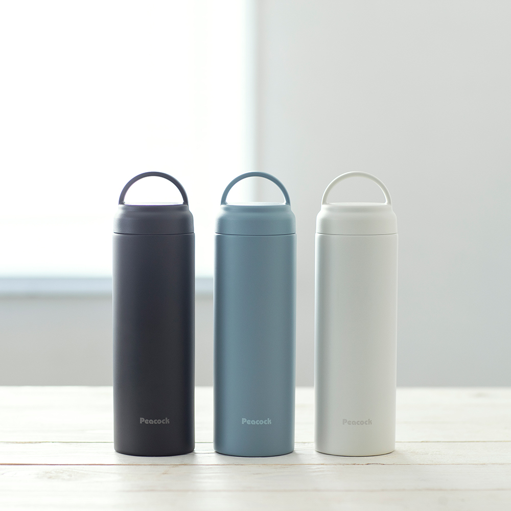 【日本孔雀Peacock】不鏽鋼 手提式City城市休閒 保冷保溫杯480ML(提把設計)-任選色, , large