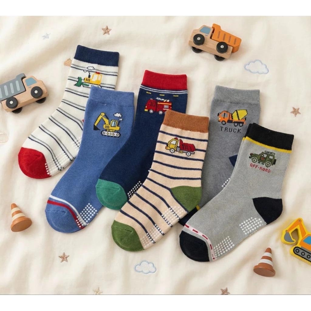 Kaimei Cotton Industry | 10 pairs of random excellent pure cotton non-slip children's socks, little driver style car children's socks, cartoon children's socks, cute socks, boys and girls socks 17-21cm, , large