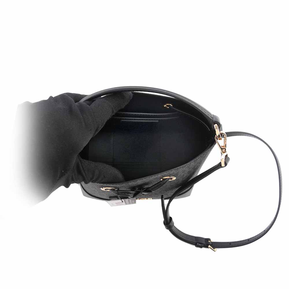 Michael Kors Mercer 塗層帆布束繩設計小款水桶包/黑色, , large