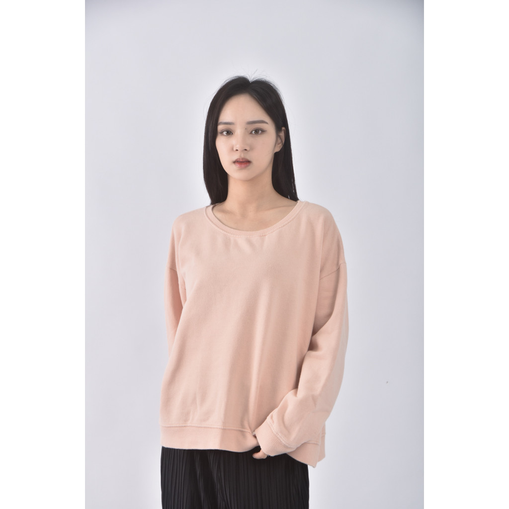 (2XL) atmosphere棉質圓領粉色長袖上衣二手衣, , large