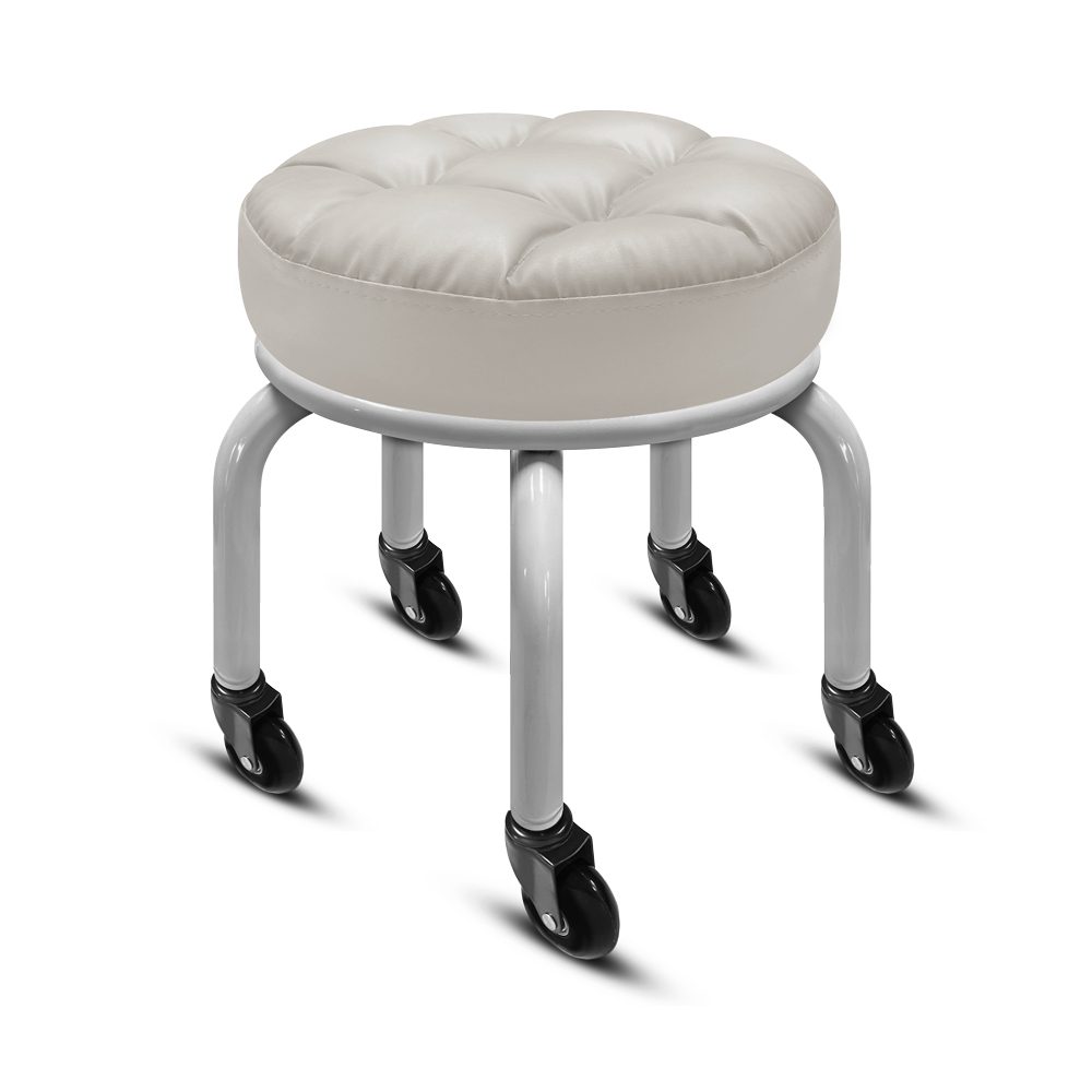 【G+居家】免組裝 動感滑輪萬用椅-白管-白色(2吋純黑輪), , large