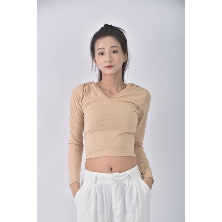 (S) 【安于晴Charlene私服】evelyn質感連帽杏色長袖上衣二手衣, , large