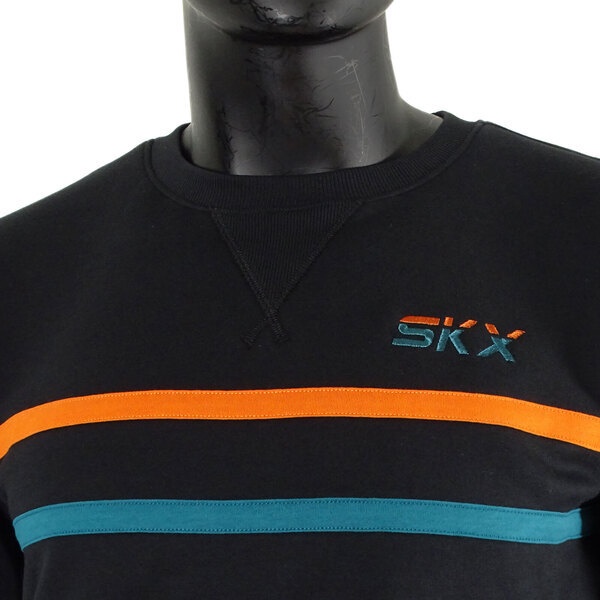 Skechers Logo Crew 男 長袖 上衣 刷毛 保暖 撞色 黑 [L420M060-002K], , large