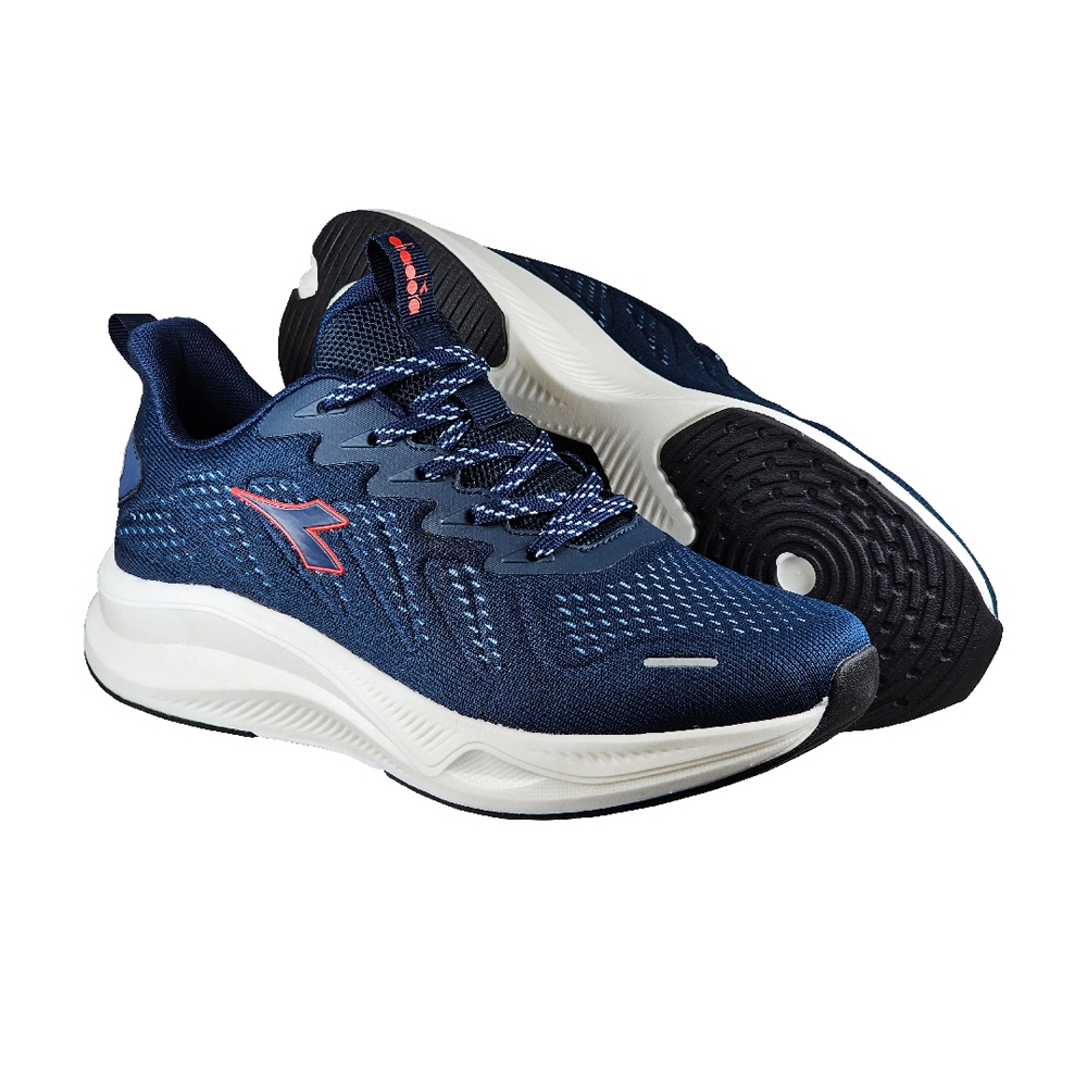 DIADORA迪亞多那 專業輕量慢跑鞋 男運動鞋 男鞋 反光 一體成型 透氣 Q彈 乳膠鞋墊 吸震 減壓 止滑 灰桔 藍, , large