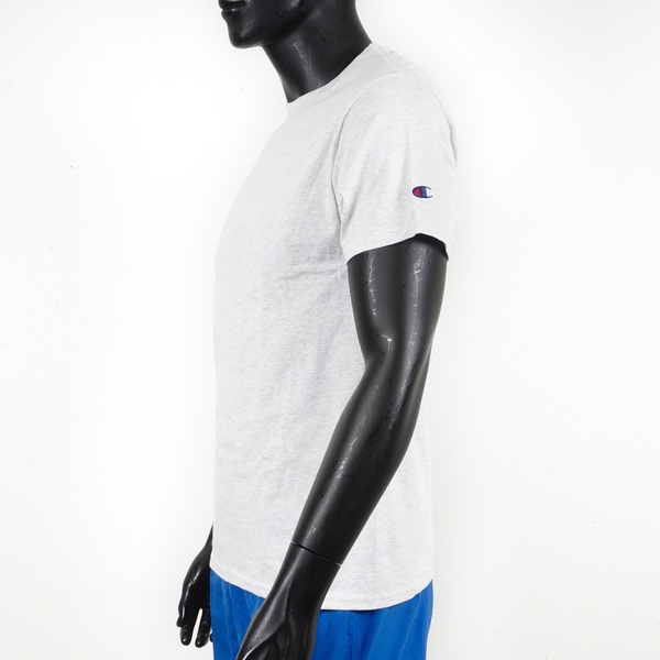 Champion 男 短袖上衣 T恤 美規 高磅數 純棉 舒適 休閒 圓領 純色 穿搭 淺麻灰 [T425-93H], , large