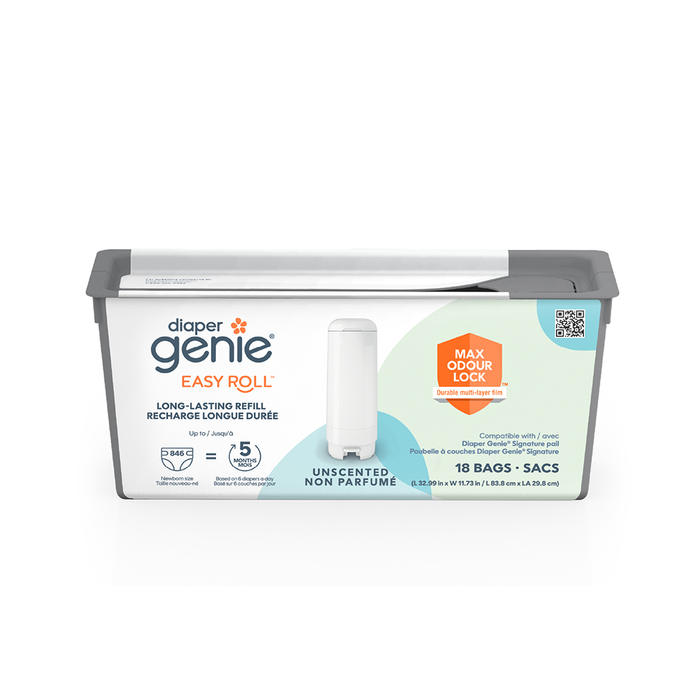 【倆寶貝精品館】加拿大Diaper Genie 不鏽鋼EZ雙重鎖臭尿布處理器 專用易撕袋補充盒, , large