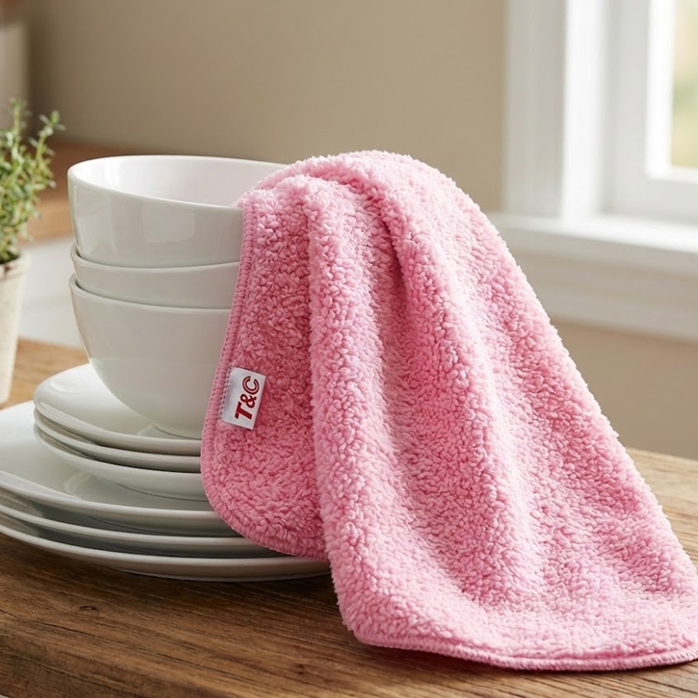 [Taiwan T&C] Kitchen ultra-fine fiber rag pink/3 pieces, , large