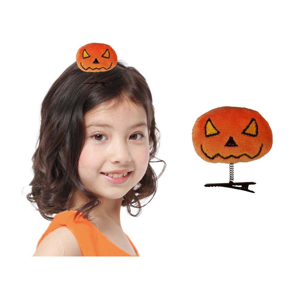 Halloween pumpkin spring hairpin, , large