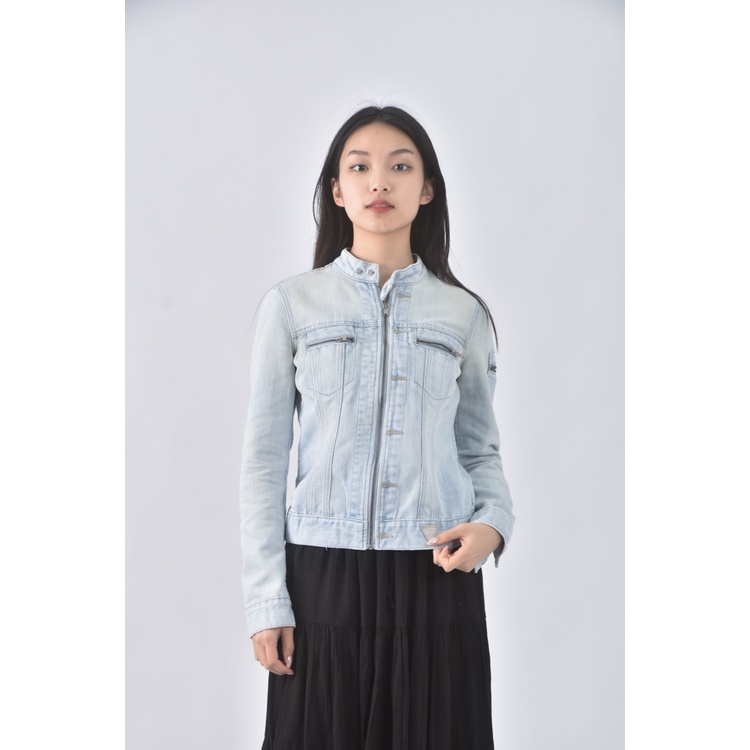 (S) guess丹寧牛仔質感棉質立領藍色外套二手衣