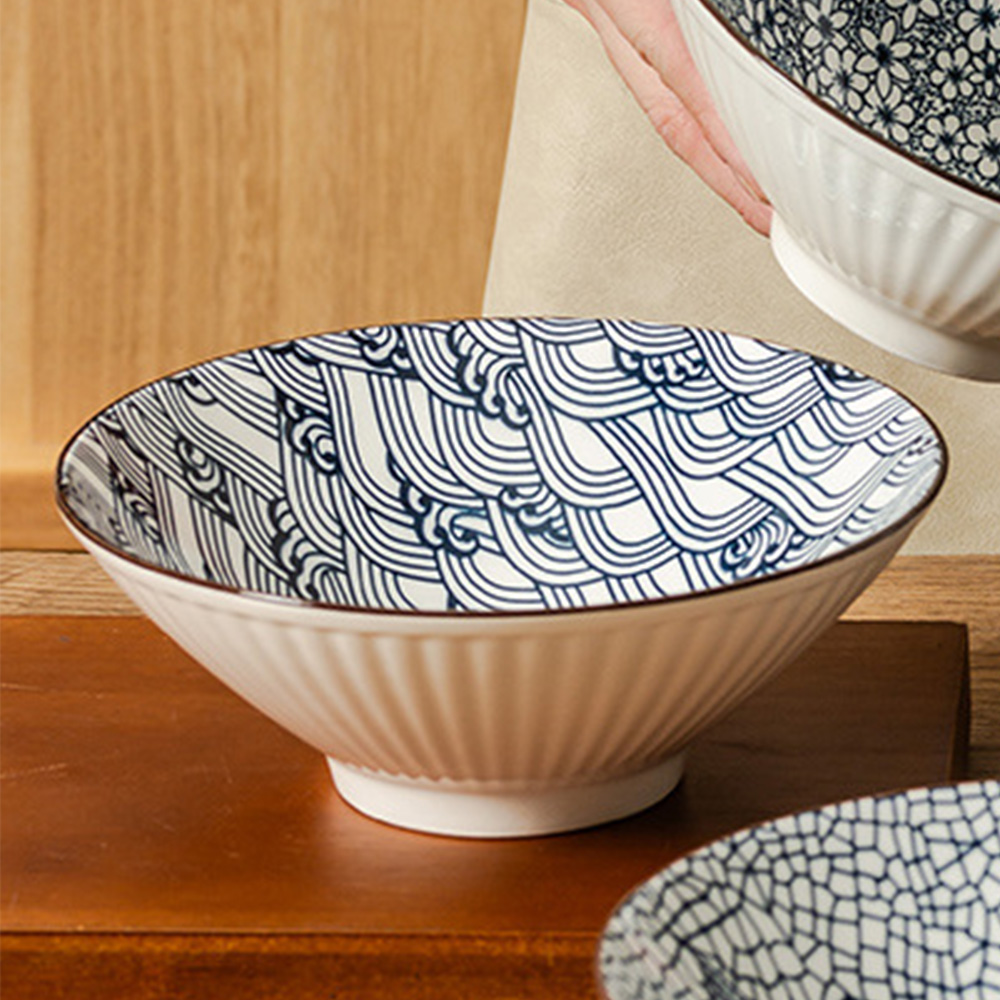 8吋拉麵碗【12款可選】日式拉麵碗 斗笠碗 800ml 寬口碗 瓷碗 山田碗 手繪碗 大碗公 泡麵碗 碗公 陶瓷碗 烤箱 洗碗機, , large