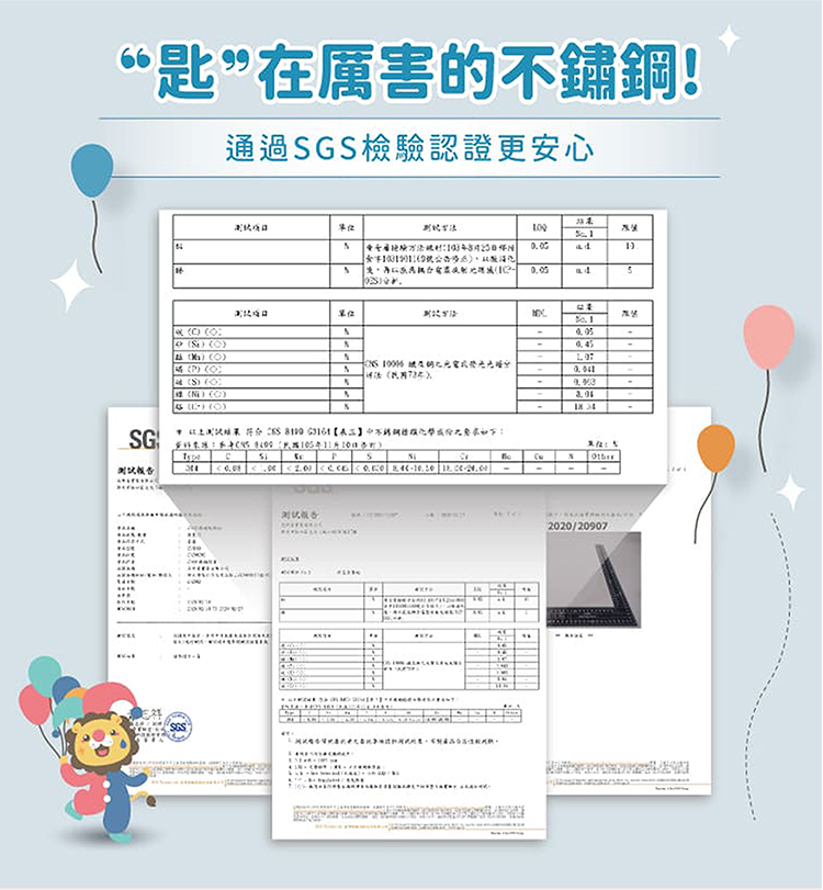 【一品川流】316不鏽鋼兒童平底匙-獅子&無尾熊x3入+兒童叉x3入-1組, , large