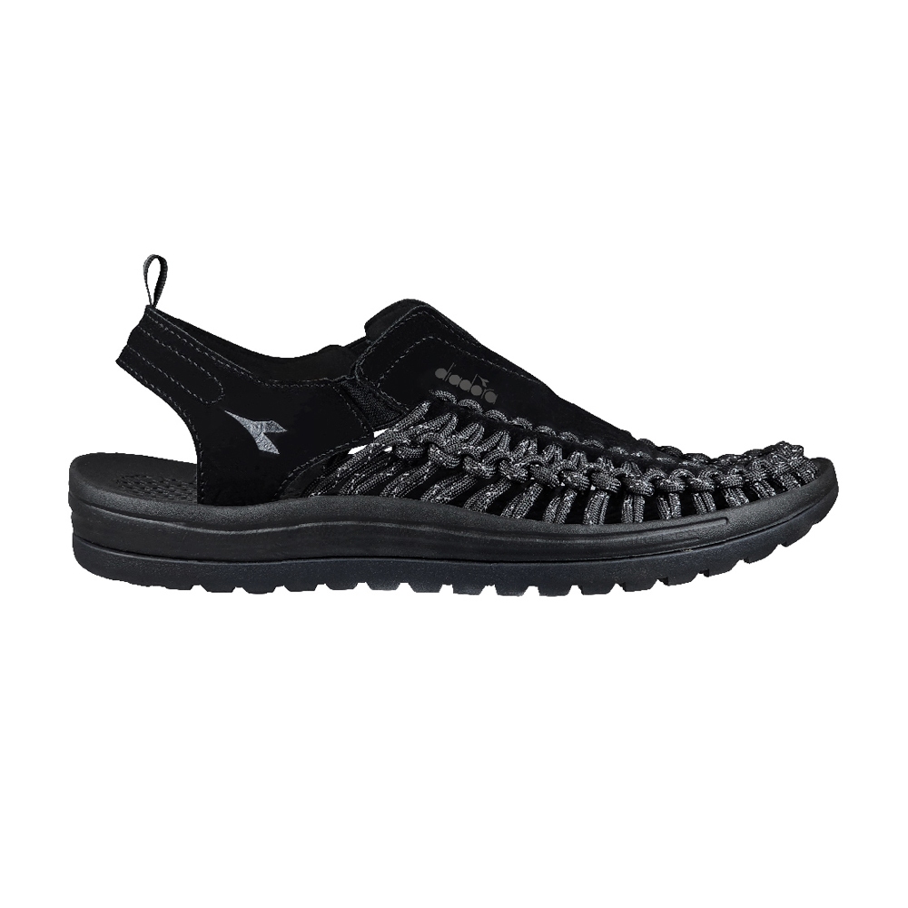 DIADORA迪亞多那 魷魚兩棲編織涼鞋 男鞋 時尚 簡約 素色 水陸兩用 反光 吸震 輕量 耐磨 耐用 止滑 黑 灰, 黑,28, large