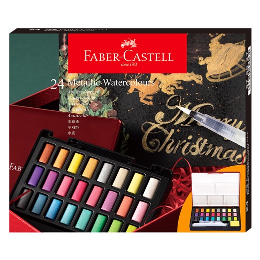 FABER-CASTELL輝柏 攜帶型24色水彩塊-金屬色(576027), , large