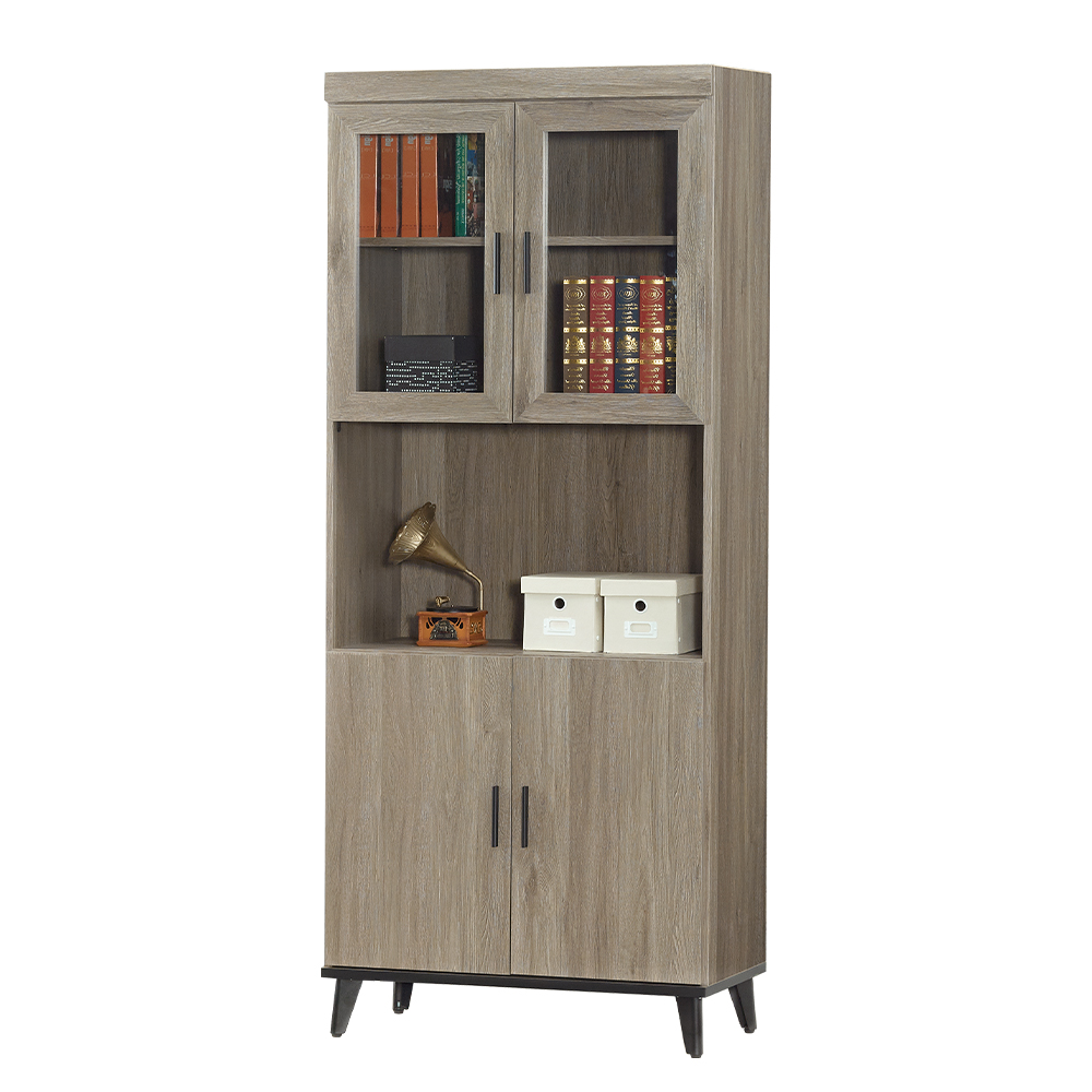 【唯熙傢俱】凱熙灰橡色2.7尺書櫃, , large