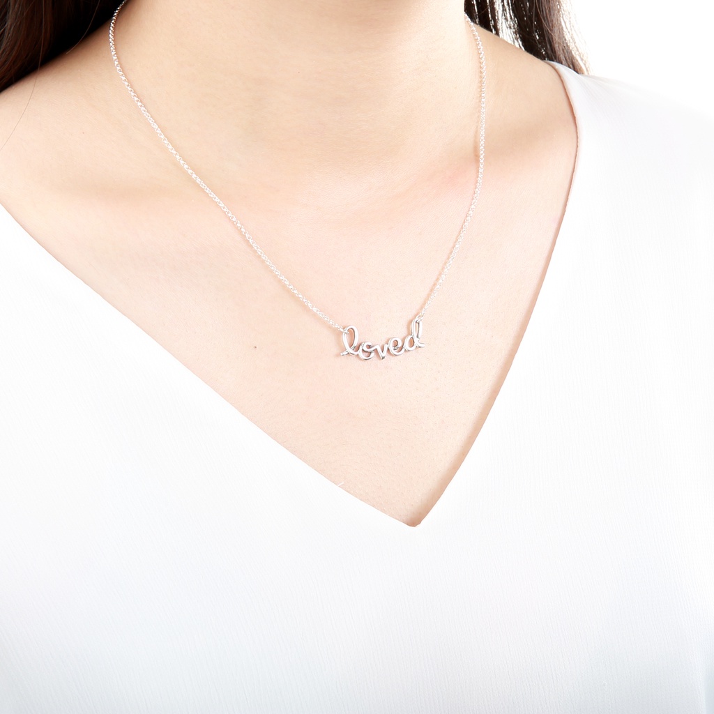 【Angel & Me】Letter Loved s925 sterling silver necklace Valentine Day gift, , large