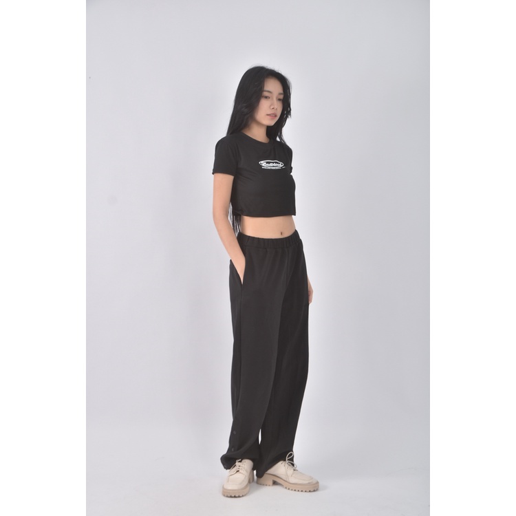 (S) 【智恩私服】net高腰質感棉質黑色長褲二手衣, , large