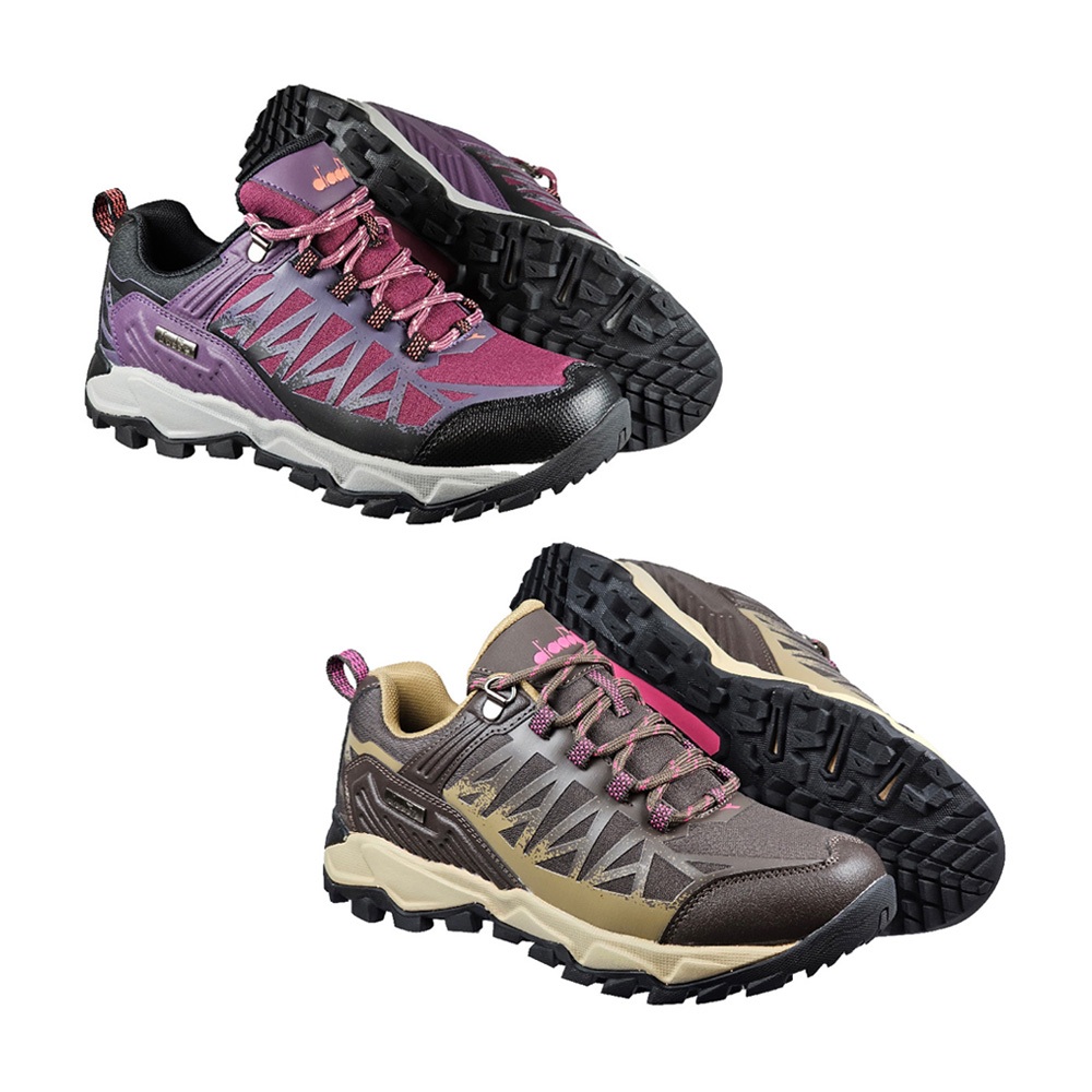 DIADORA迪亞多那 防潑水戶外越野鞋 女運動鞋 登山鞋 女鞋 防潑水 足弓支撐 緩衝 吸震 耐磨 防滑 紫 卡其