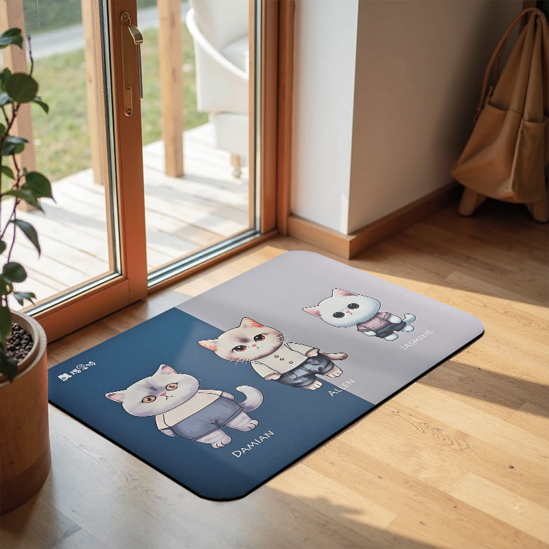 【Monster】 Soft Diatomaceous Earth Absorbent Mat &ndash; Cat Series (60x40cm) &ndash; Three Little Kittens, , large