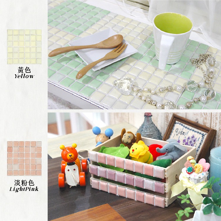 Japanese Mosaic Tile Stickers – 10-Pack “Macaron” Pastel Series | DIY 3M Self-Adhesive | 3D Peel and Stick Wall Tiles | Mino Ware Style | Made in Japan, , large