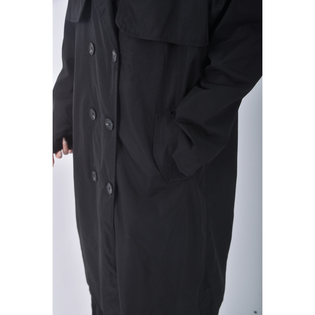 (XL) migua質感風衣黑色外套二手衣, , large