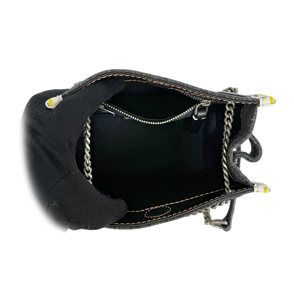 MARC JACOBS 棉質牛仔布鏈帶肩背/斜背托特包/黑色, , large